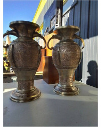 PAIRE DE VASES BRONZE