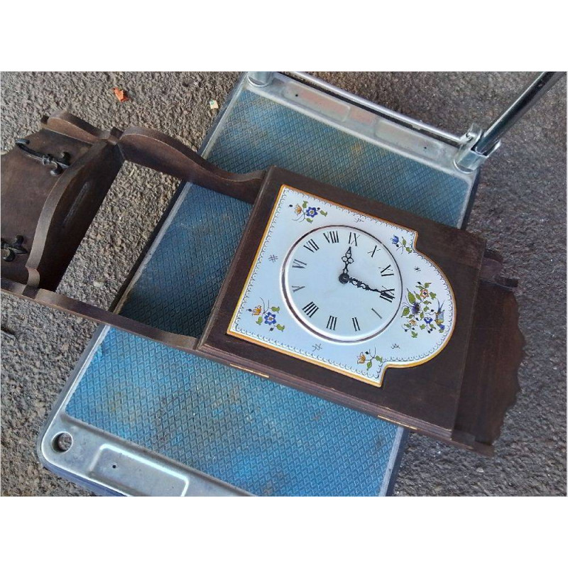 PENDULE BOIS ET CERAMIQUE