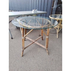 TABLE ROTIN VERRE