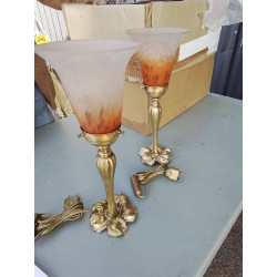 LAMPE BRONZE ET PATE DE VERRE