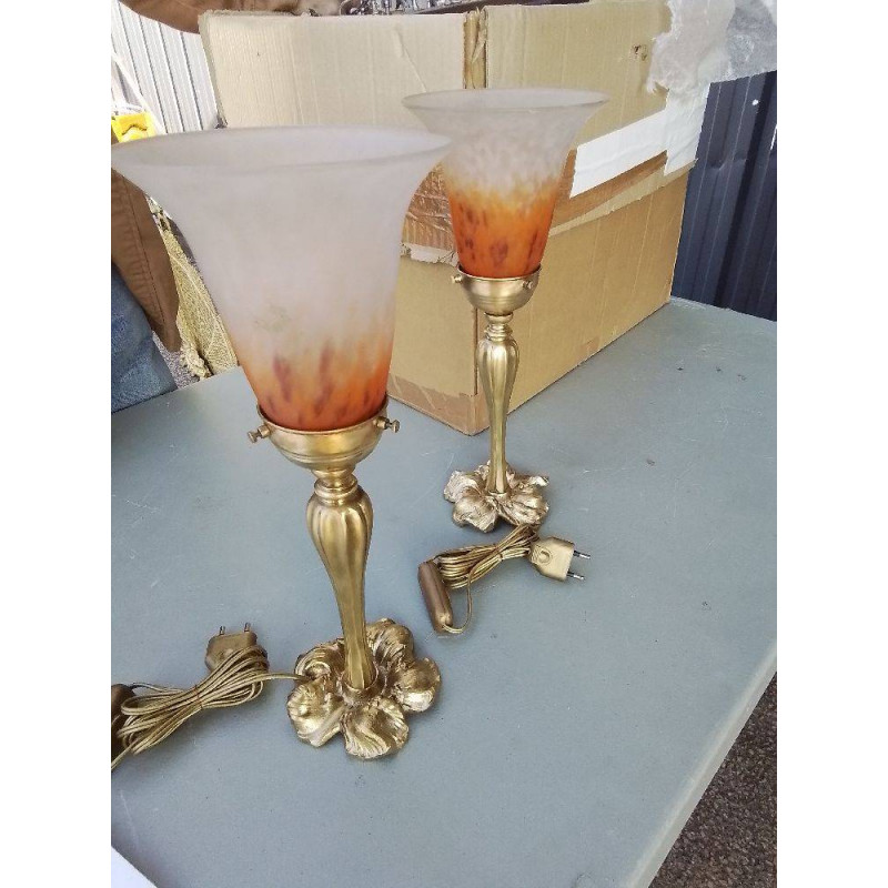 LAMPE BRONZE ET PATE DE VERRE