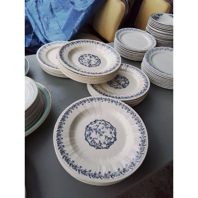 6 ASSIETTES GIEN DECOR BLEU
