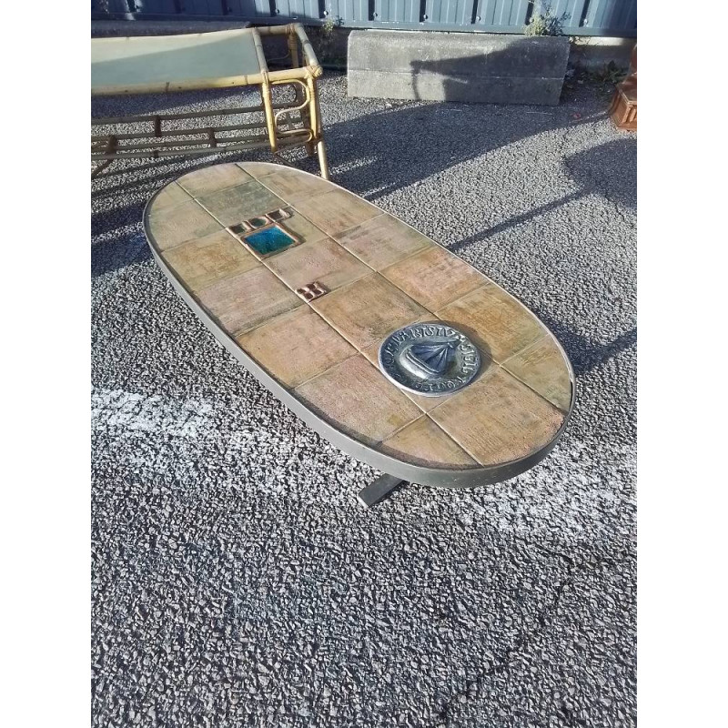 TABLE BASSE CERAMIQUE FER FORGÉ 