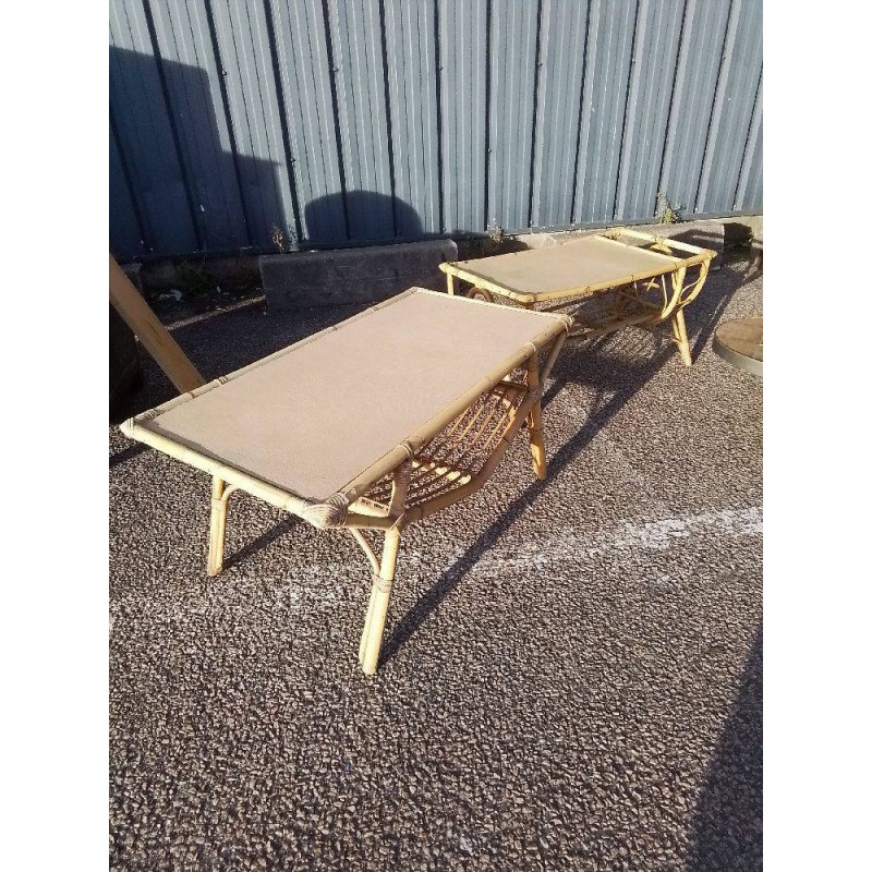 TABLE BASSE ROTIN VINTAGE