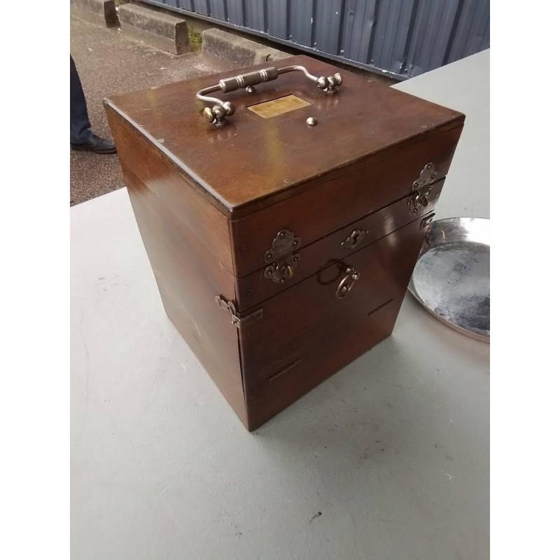BOITE MEDICALE ANCIENNE ACAJOU 