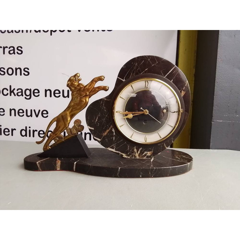 PENDULE BRONZEPANTHERE STYLE ART DECO 