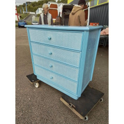 COMMODE BLEUE ROTIN