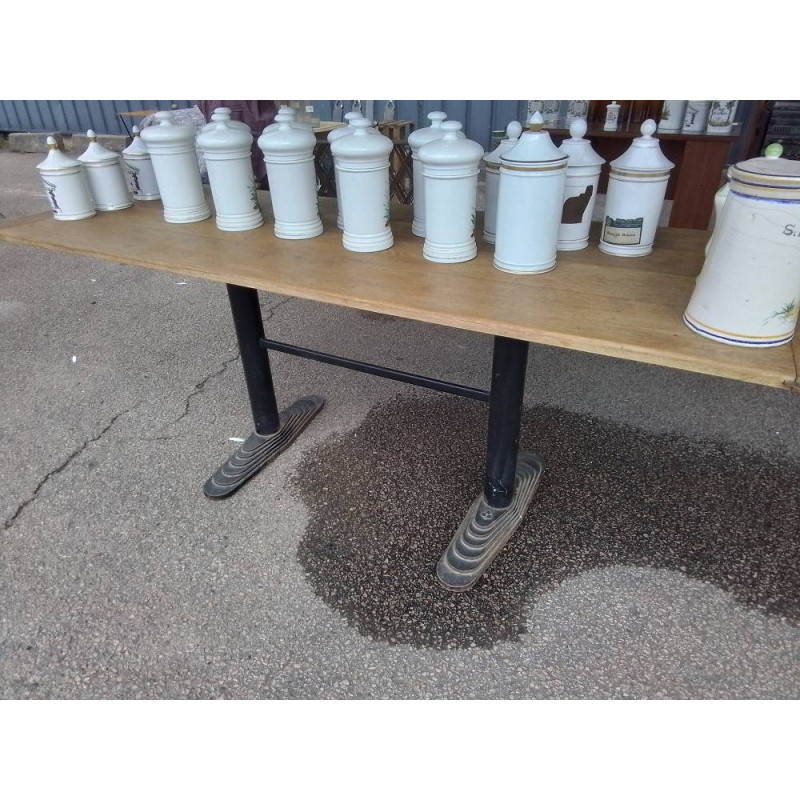 TABLE BISTROT ART DECO CHENE ET FONTE