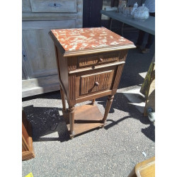 CHEVET BOIS ET MARBRE RUSTIQUE