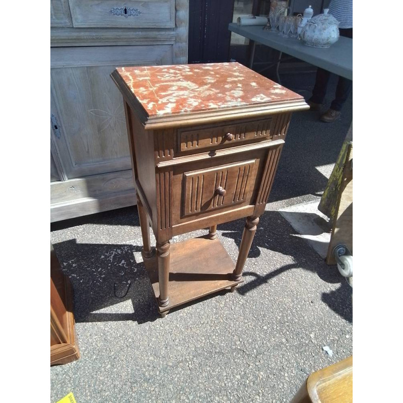 CHEVET BOIS ET MARBRE RUSTIQUE