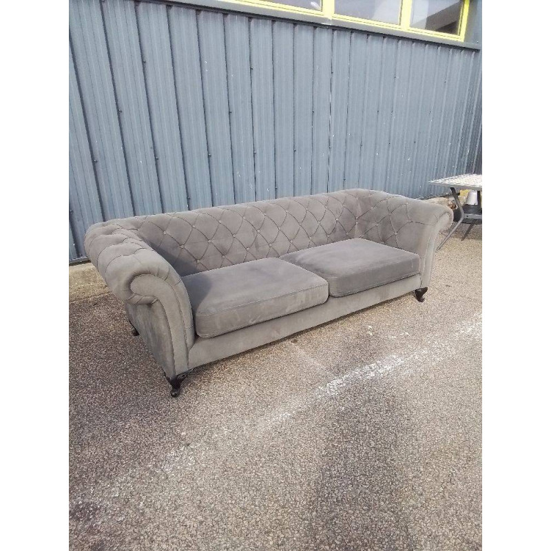 CANAPE CHESTERFIELD TISSU GRIS